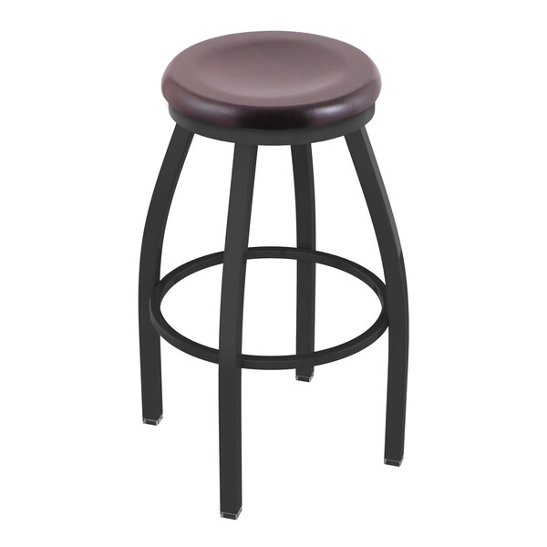 25" Swivel Counter Stool, Pewter Finish, Dark Cherry Maple Seat